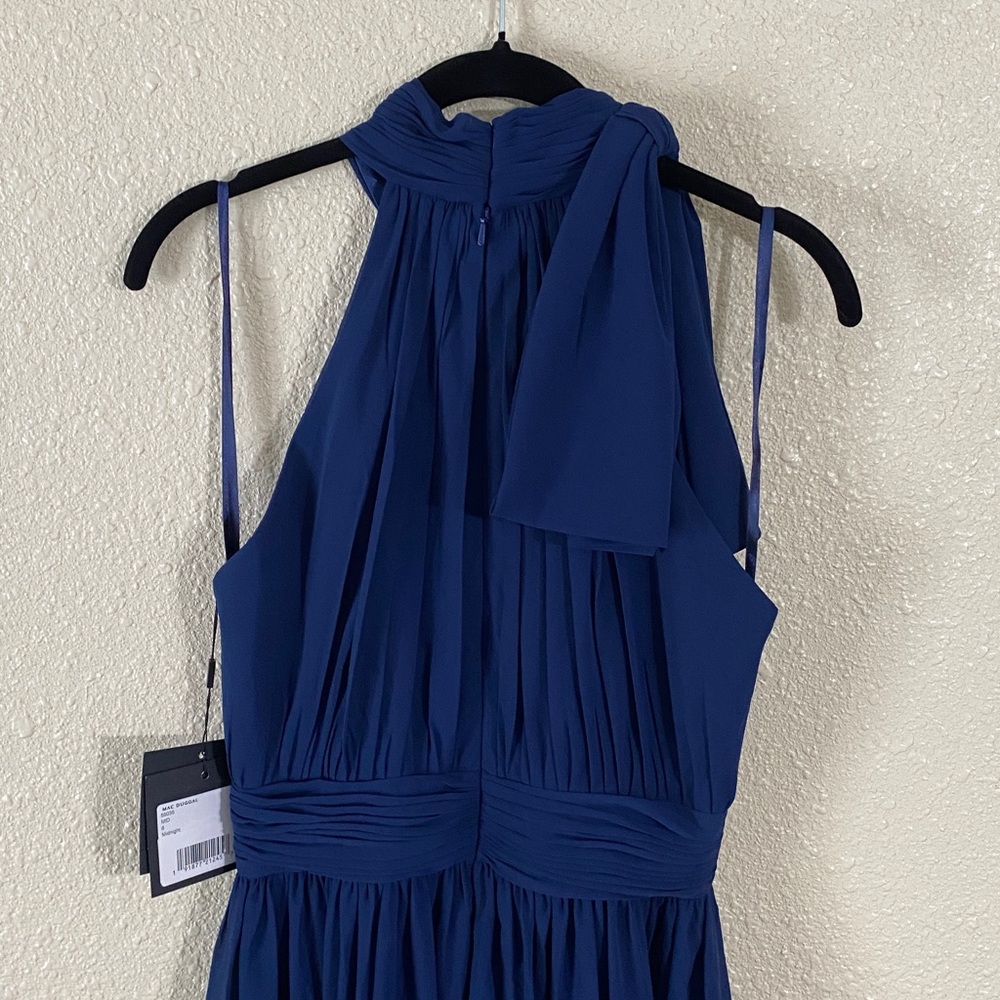 NWT Ieena for Mac Duggal Navy High Neck Chiffon Gown 55035 Size 6 - Picture 11 of 16